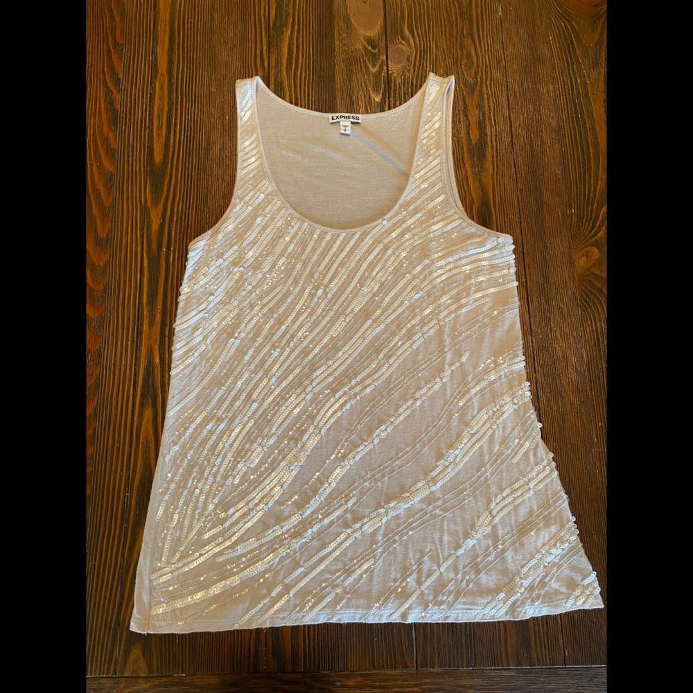 Cream Sequin Tank - Size Small